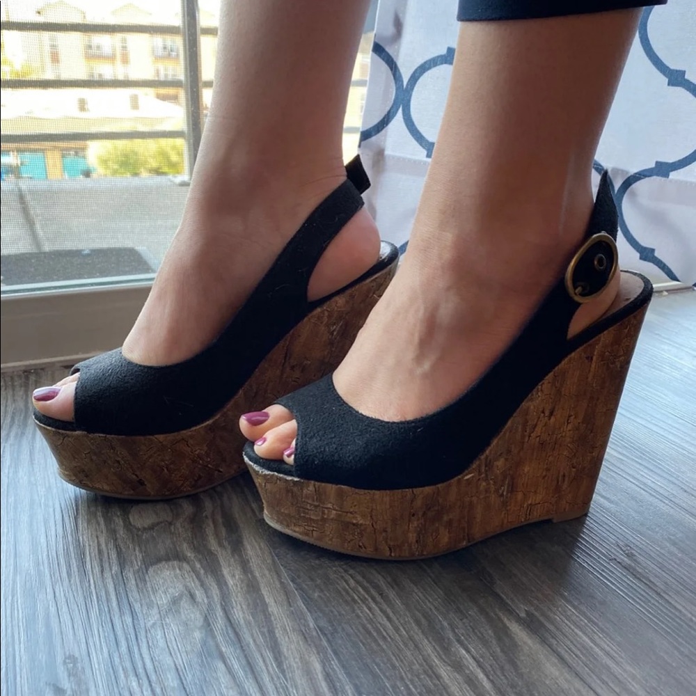 Peep toe wedges